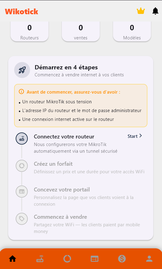 Wikotick onboarding screen